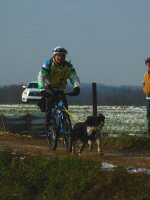 One of the bikejor competitors at the Pennsylvania Sled Dog Club sponsored Fair Hill challenge near Newark, Delaware.