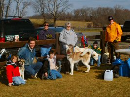 Group photo after the birthday dog sledding.