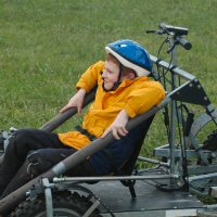 Maryland Sled Dog Adventures uses a two seat dryland dog sledding rig to hold a musher and passenger.