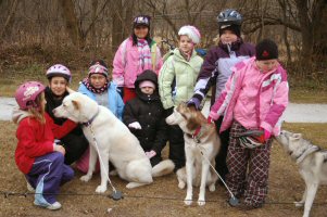 Group photo after dryland dog sledding