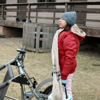 This Girl Scout practices the role of musher.