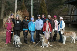 Group photo after dryland dog sledding