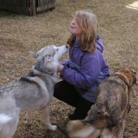 Acadia enjoys meeting one of the scouts.