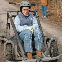 Each Girl Scout was able to ride the Fritz Dyck wheeled dog sled rig.