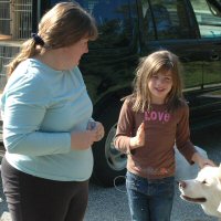 Brownie scout answers questions.