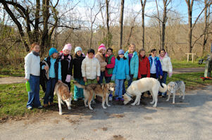 Group photo after dryland dog sledding