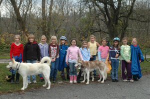Okemo and Sobo pose with scouts