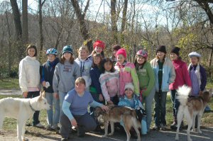 Group photo after dryland dog sledding
