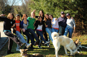 Group photo after dryland dog sledding