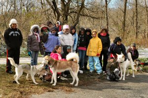 Group photo after dryland dog sledding