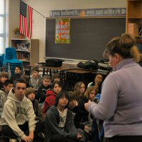 The program included both classroom and outdoor demonstrations on dog sledding and dryland dog sledding.