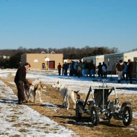 The outdoor portion included a dryland dog sledding demonstration.