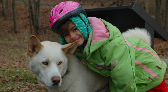 One of our guests gives Okemo a hug.