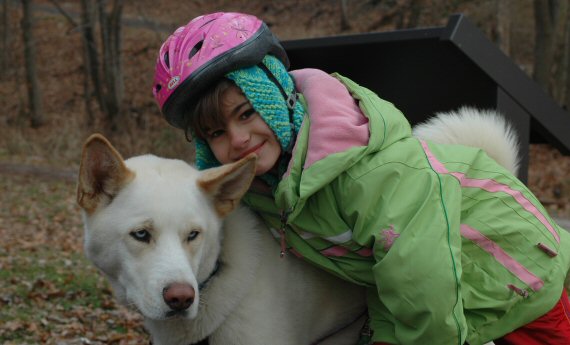 One of our guests gives Okemo a hug.