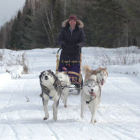 Luke and Acadia barely touch the snow