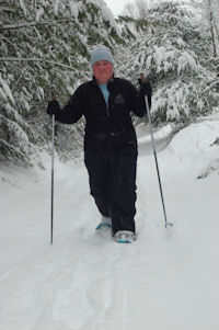 Snowshoeing in Maine near the cabin