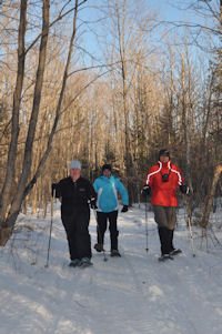 Snowshoeing in Maine near the cabin