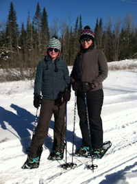 Snowshoeing in Maine near the cabin