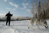 Catherine and Acadia skijoring