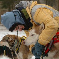 Catherine and the team dog sledding in northern Baltimore County.