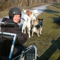 Catherine and the team dog sledding in northern Baltimore County.