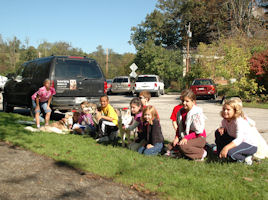 Group photo after dryland dog sledding